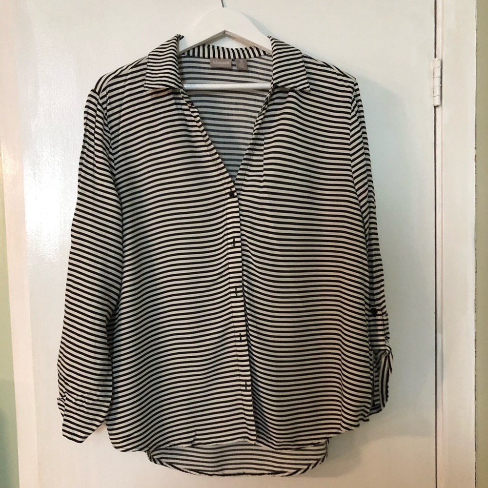 Black and white striped blouse